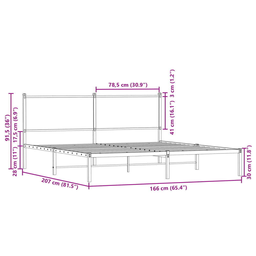 Bedframe zonder matras metaal gerookt eikenkleurig 160x200 cm is nu te koop bij PeponiXL, paradijselijk wonen!