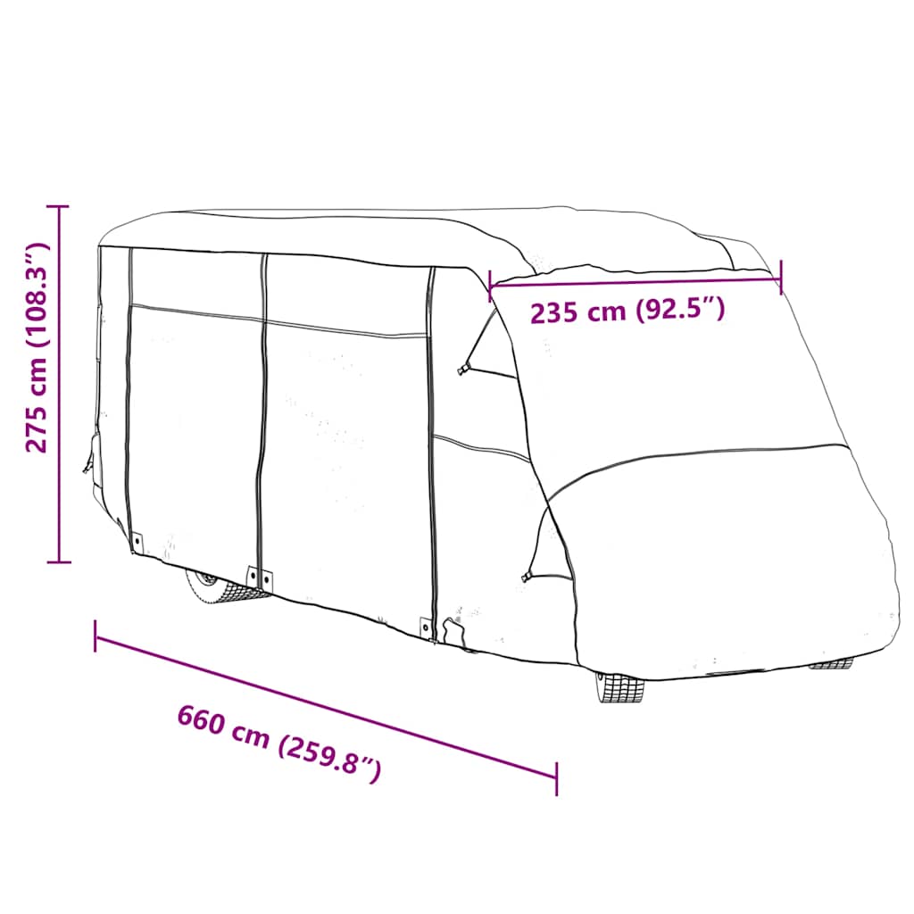 Camperhoezen 660x235x275 cm vliesvlies grijs is nu te koop bij PeponiXL, paradijselijk wonen!