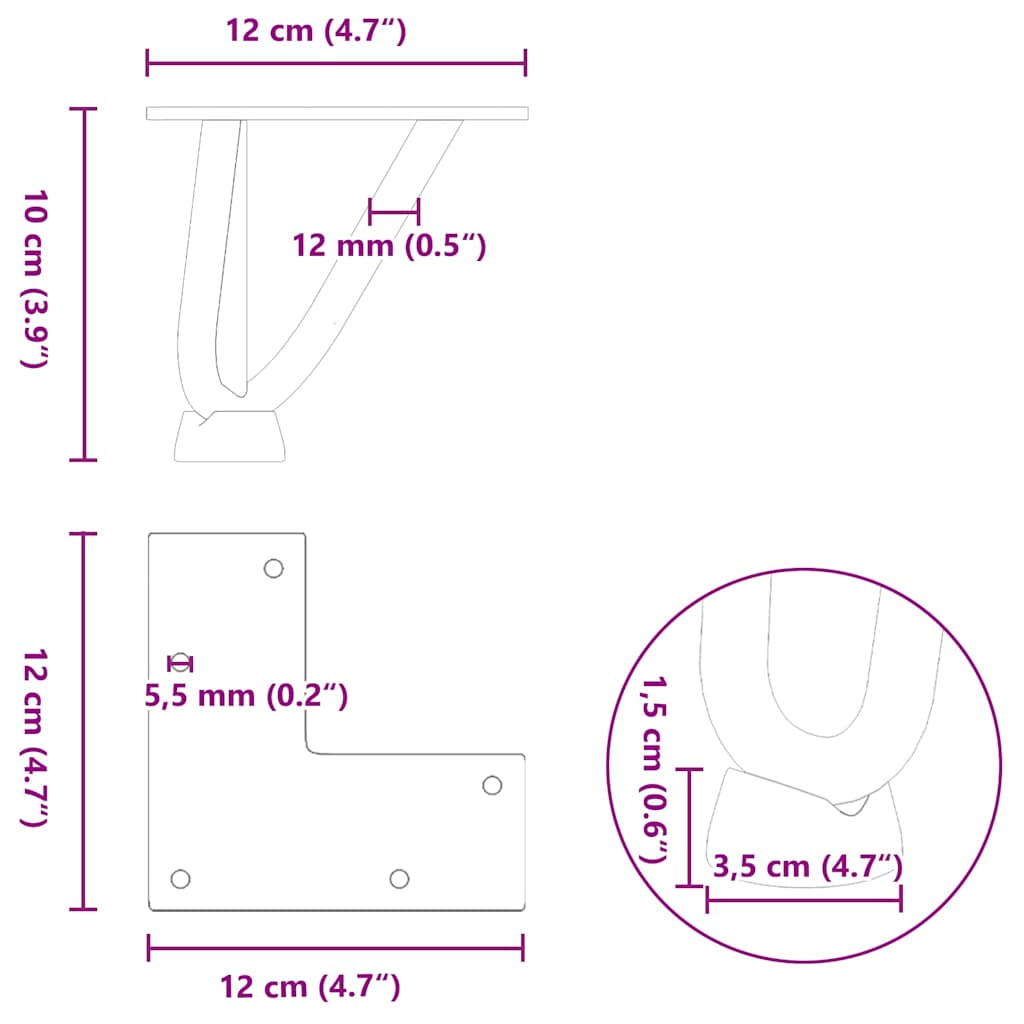 Haarnadelpoten voor Salontafel 4 st 10 cm massief staal antracietkleurig is nu te koop bij PeponiXL, paradijselijk wonen!