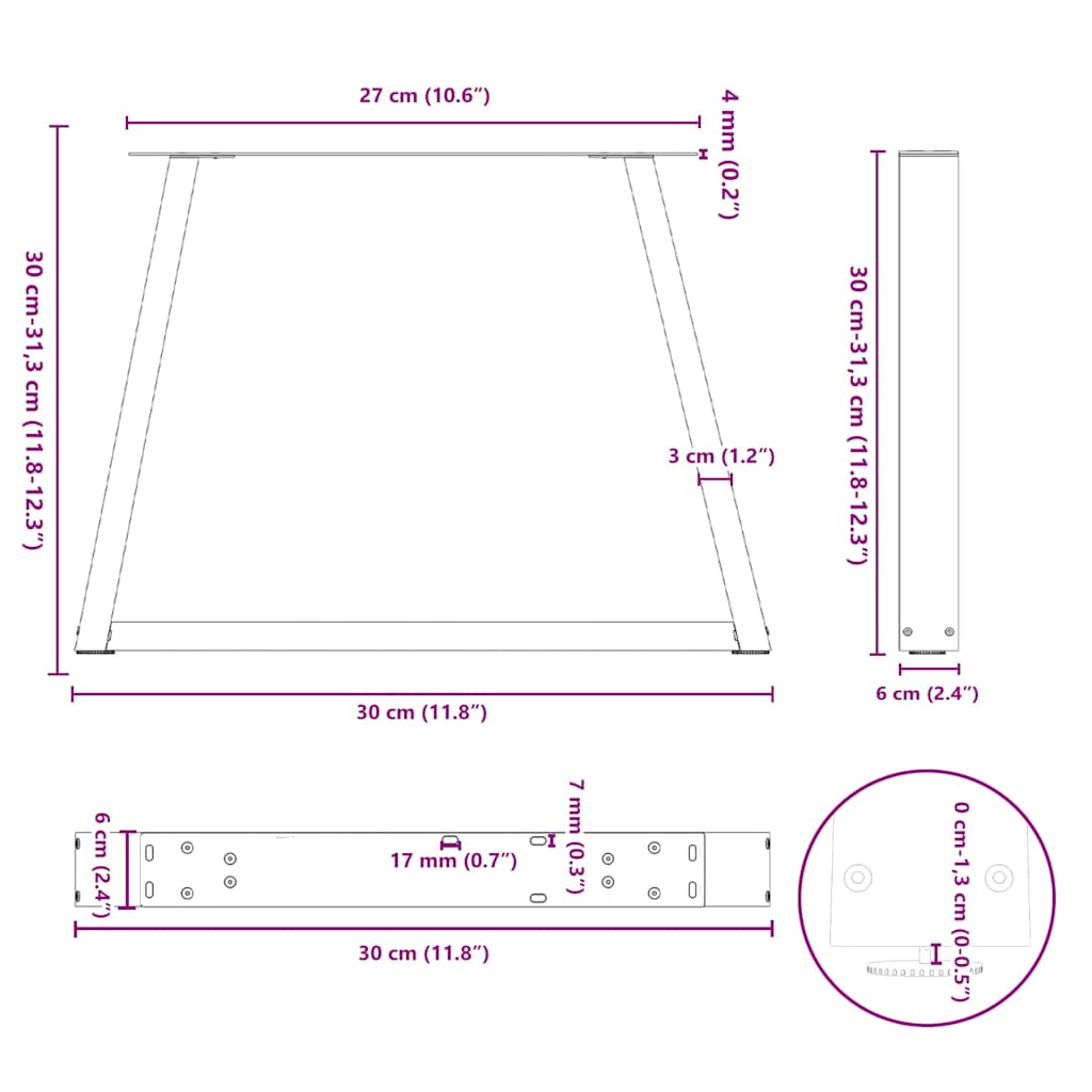 Salontafelpoten 2 st V-vormig 30x(30-31,3) cm staal antraciet is nu te koop bij PeponiXL, paradijselijk wonen!