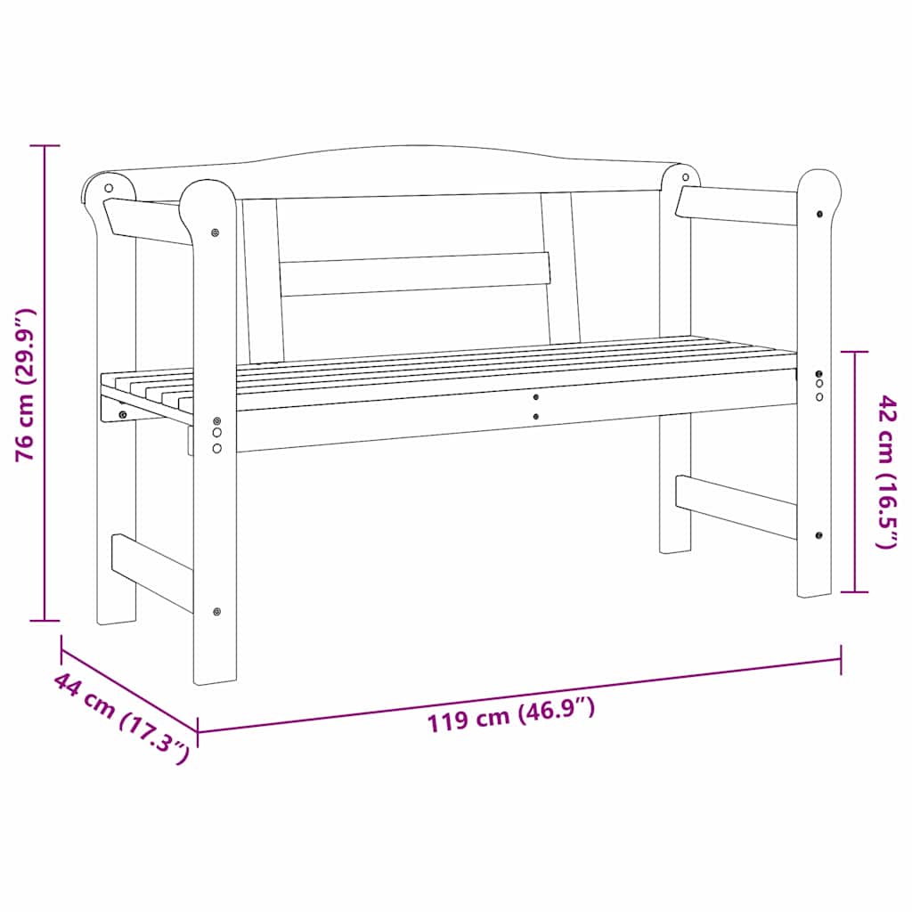 Buitenbank Bruin 119 x 76 x 44cm Massief grenenhout is nu te koop bij PeponiXL, paradijselijk wonen!