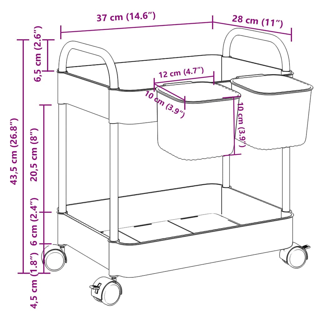 Opbergtrolley 2-laags 37x28x43,5 cm acryl transparant is nu te koop bij PeponiXL, paradijselijk wonen!