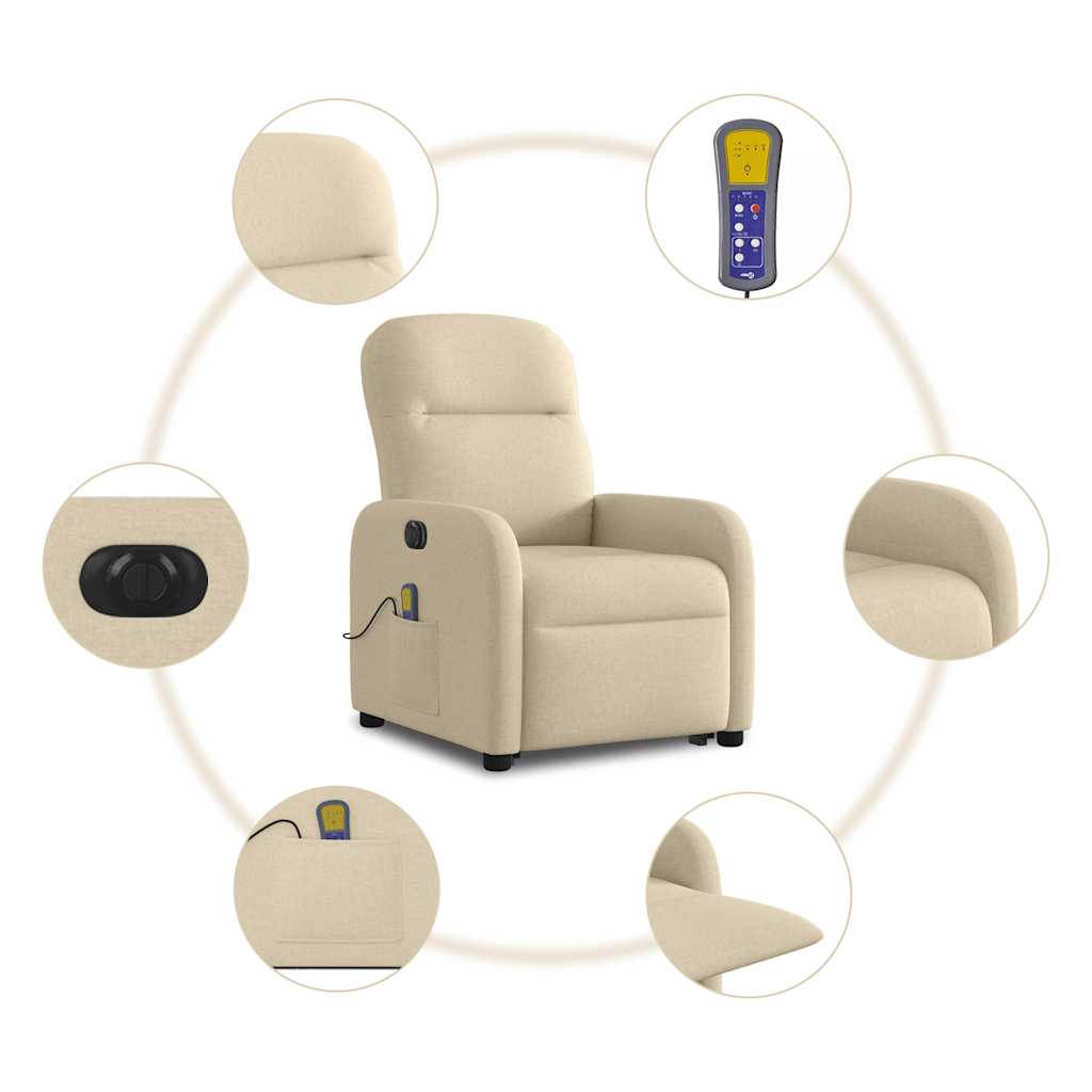 Sta-op-massagestoel elektrisch verstelbaar stof crèmekleurig is nu te koop bij PeponiXL, paradijselijk wonen!