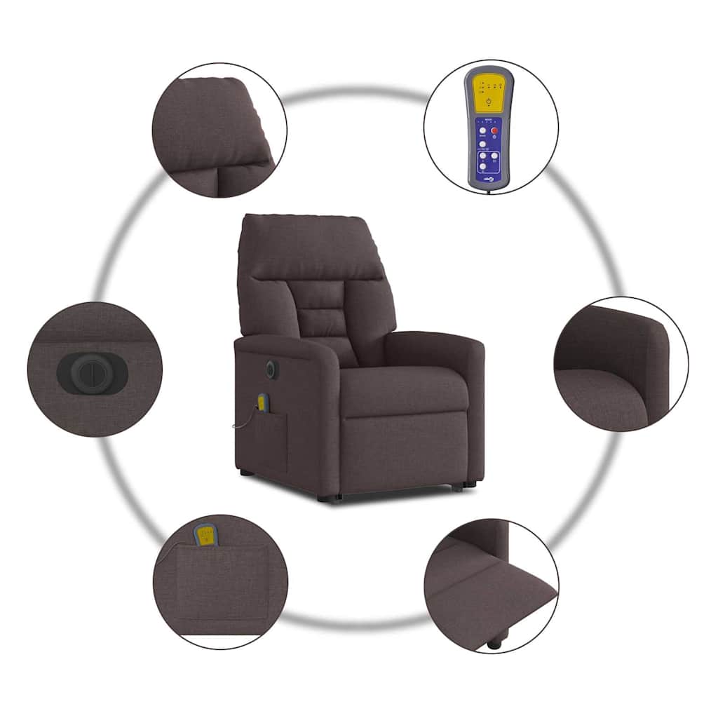 Sta-op-massagestoel elektrisch verstelbaar stof donkerbruin is nu te koop bij PeponiXL, paradijselijk wonen!