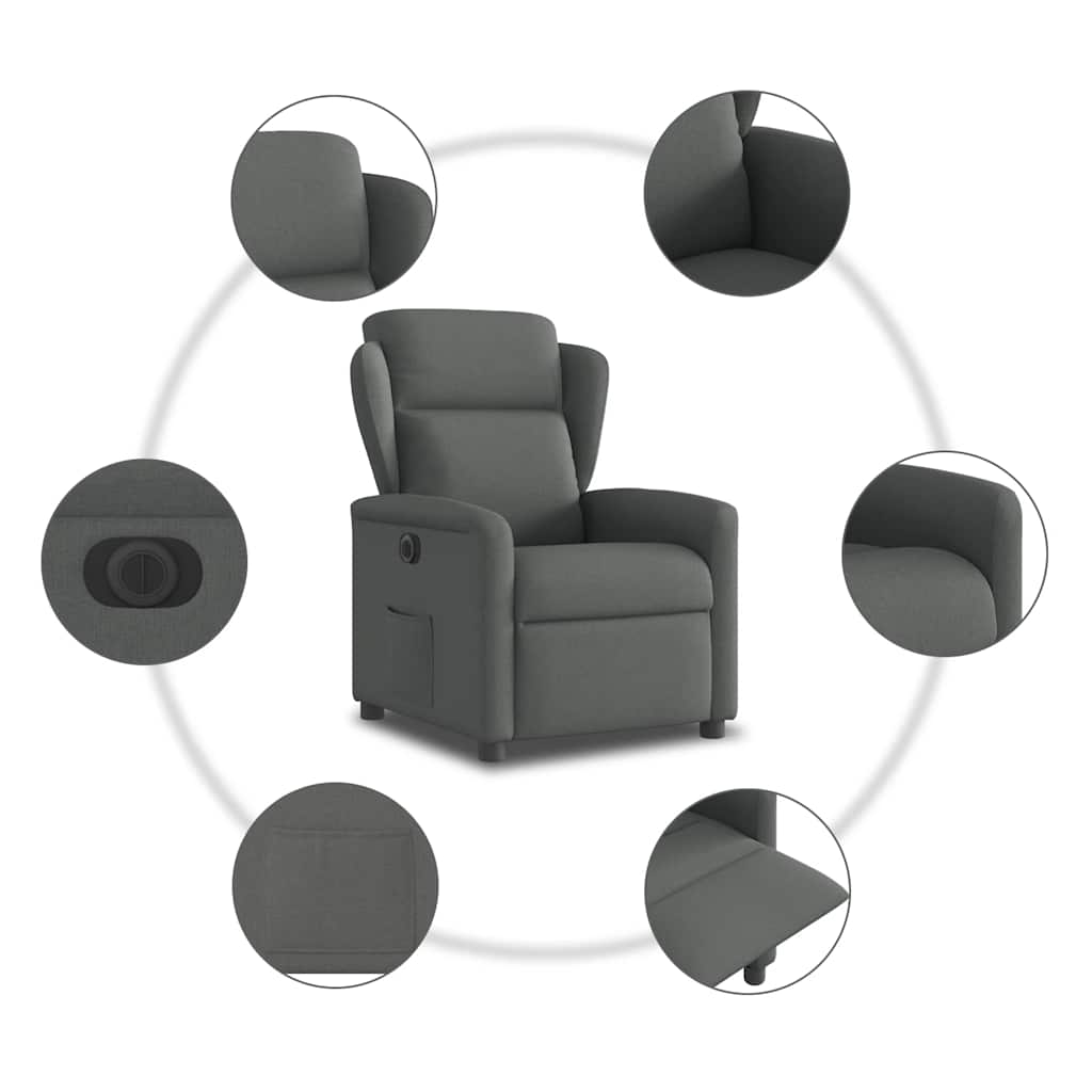 Fauteuil elektrisch verstelbaar stof donkergrijs is nu te koop bij PeponiXL, paradijselijk wonen!
