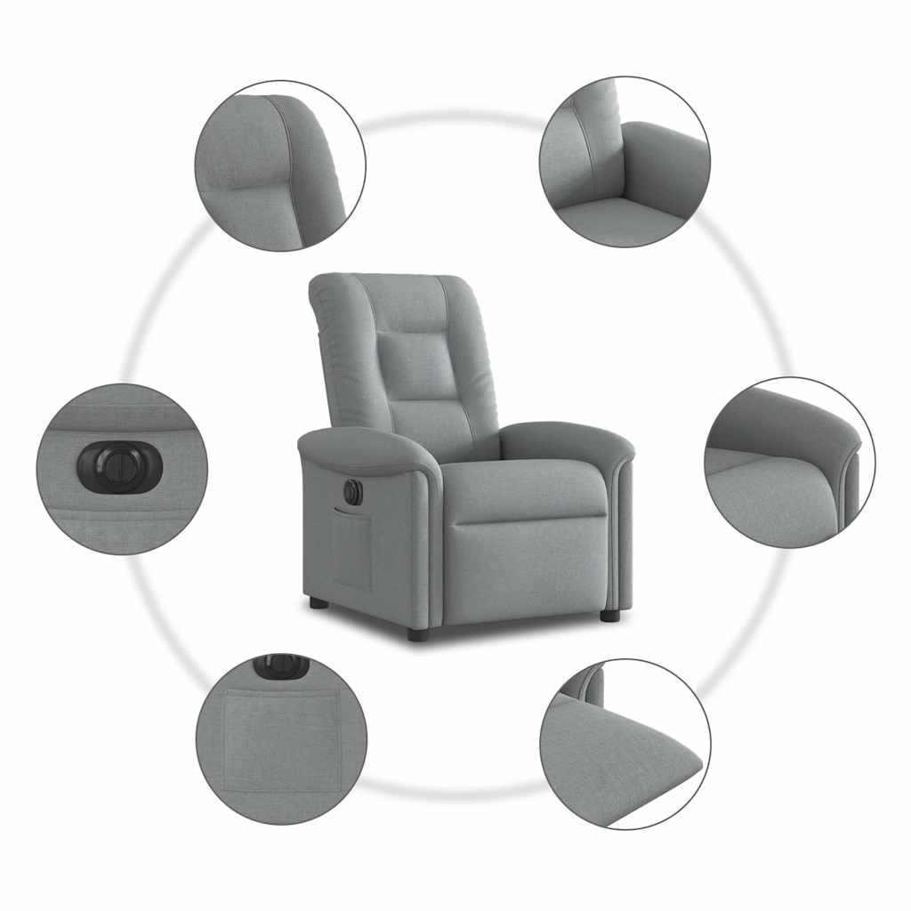 Fauteuil elektrisch verstelbaar stof lichtgrijs is nu te koop bij PeponiXL, paradijselijk wonen!