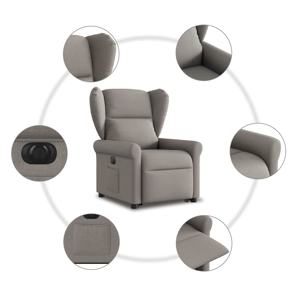 Sta-op-stoel elektrisch verstelbaar stof taupe is nu te koop bij PeponiXL, paradijselijk wonen!