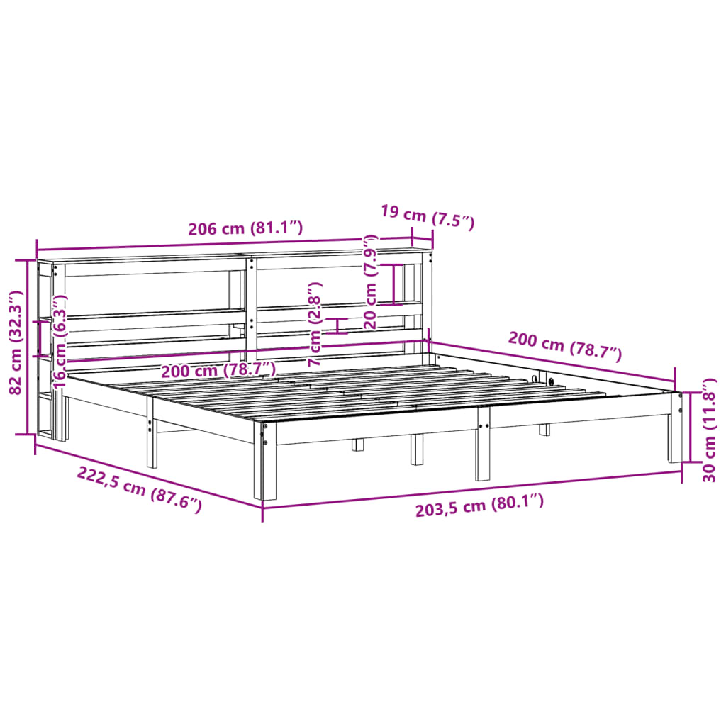 Bedframe met hoofdeinde zonder matras 200x200 cm wit is nu te koop bij PeponiXL, paradijselijk wonen!