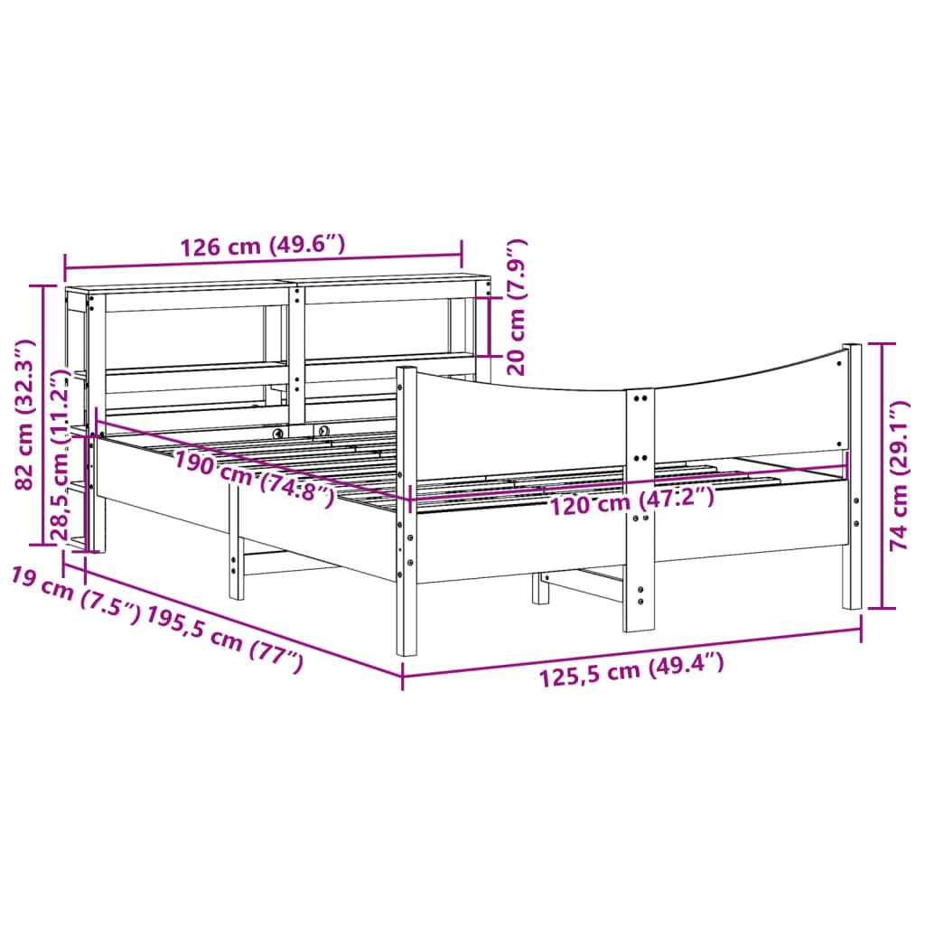 Bedframe met hoofdbord massief grenenhout 120x190 cm is nu te koop bij PeponiXL, paradijselijk wonen!