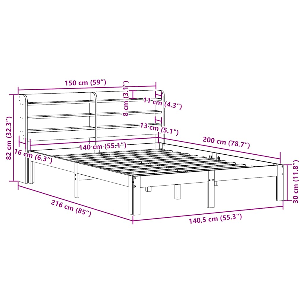 Bedframe zonder matras massief grenenhout wasbruin 140x200 cm is nu te koop bij PeponiXL, paradijselijk wonen!