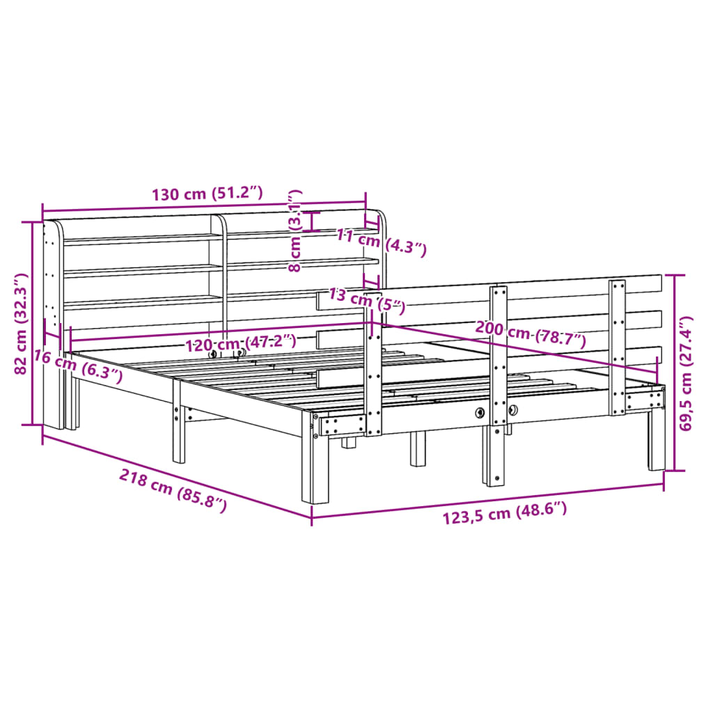 Bedframe met hoofdeinde zonder matras 120x200 cm wit is nu te koop bij PeponiXL, paradijselijk wonen!