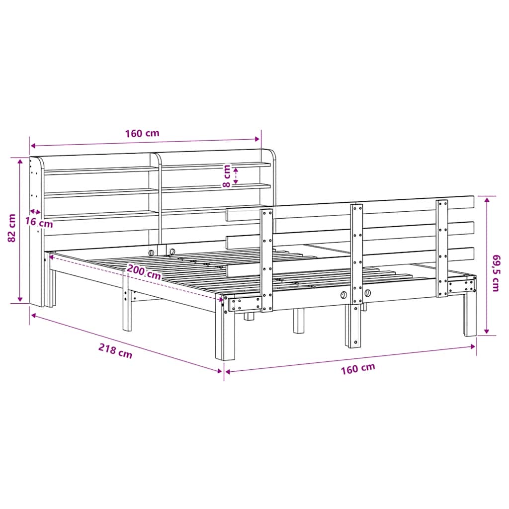 Bedframe met hoofdbord massief grenenhout wasbruin 150x200 cm is nu te koop bij PeponiXL, paradijselijk wonen!
