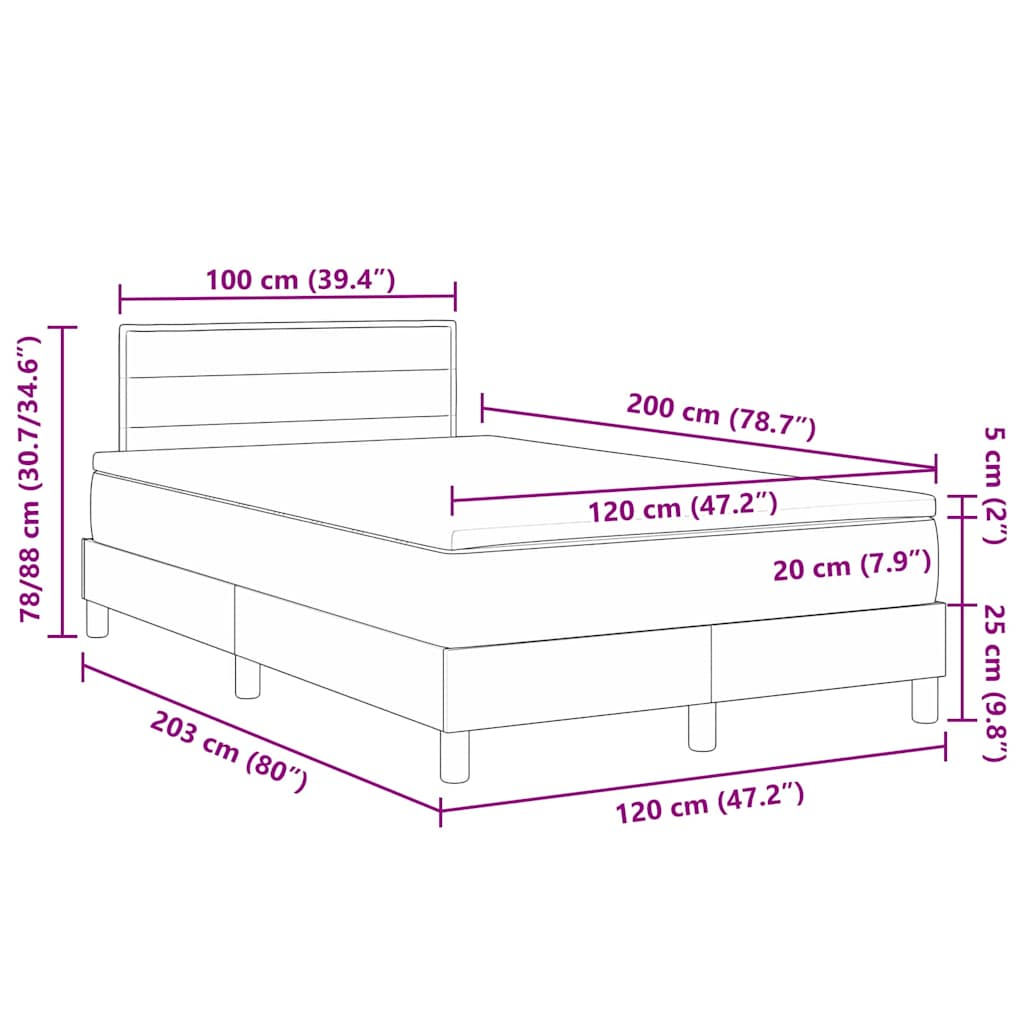 Boxspringbed met kussen met hoofdeinde Zwart 120 x 200 cm Stof is nu te koop bij PeponiXL, paradijselijk wonen!