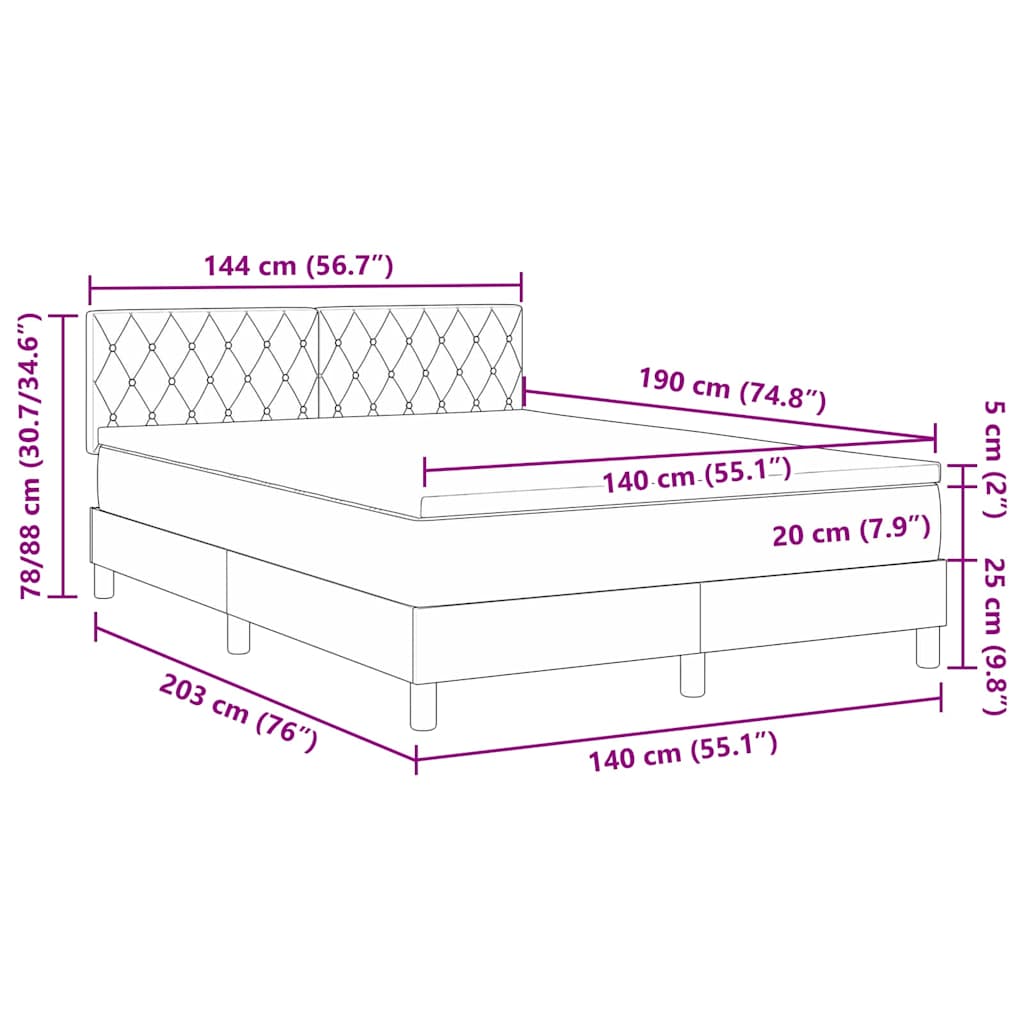 Boxspringbed met matras Lichtgrijs 140 x 190 cm Fluweel is nu te koop bij PeponiXL, paradijselijk wonen!