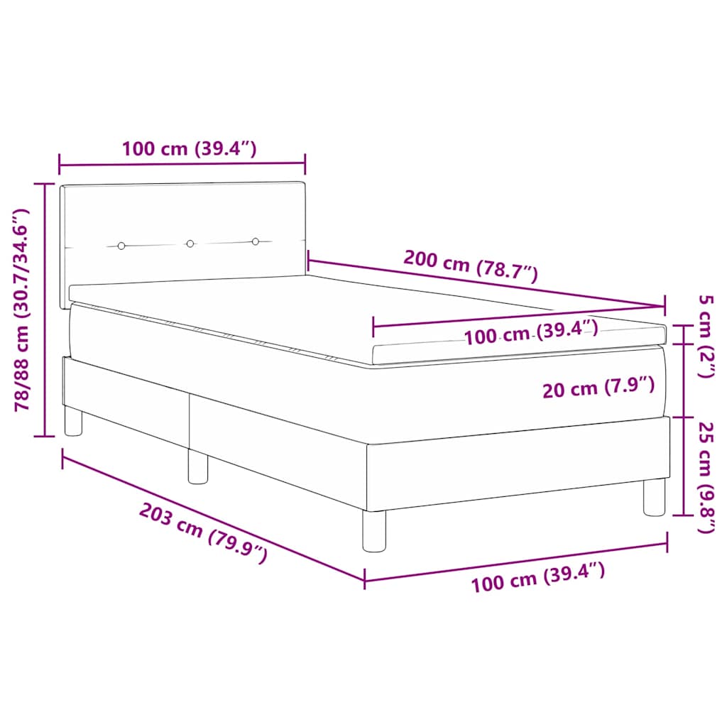 Boxspringbed met matras Donkerblauw 100 x 200 cm Fluweel is nu te koop bij PeponiXL, paradijselijk wonen!