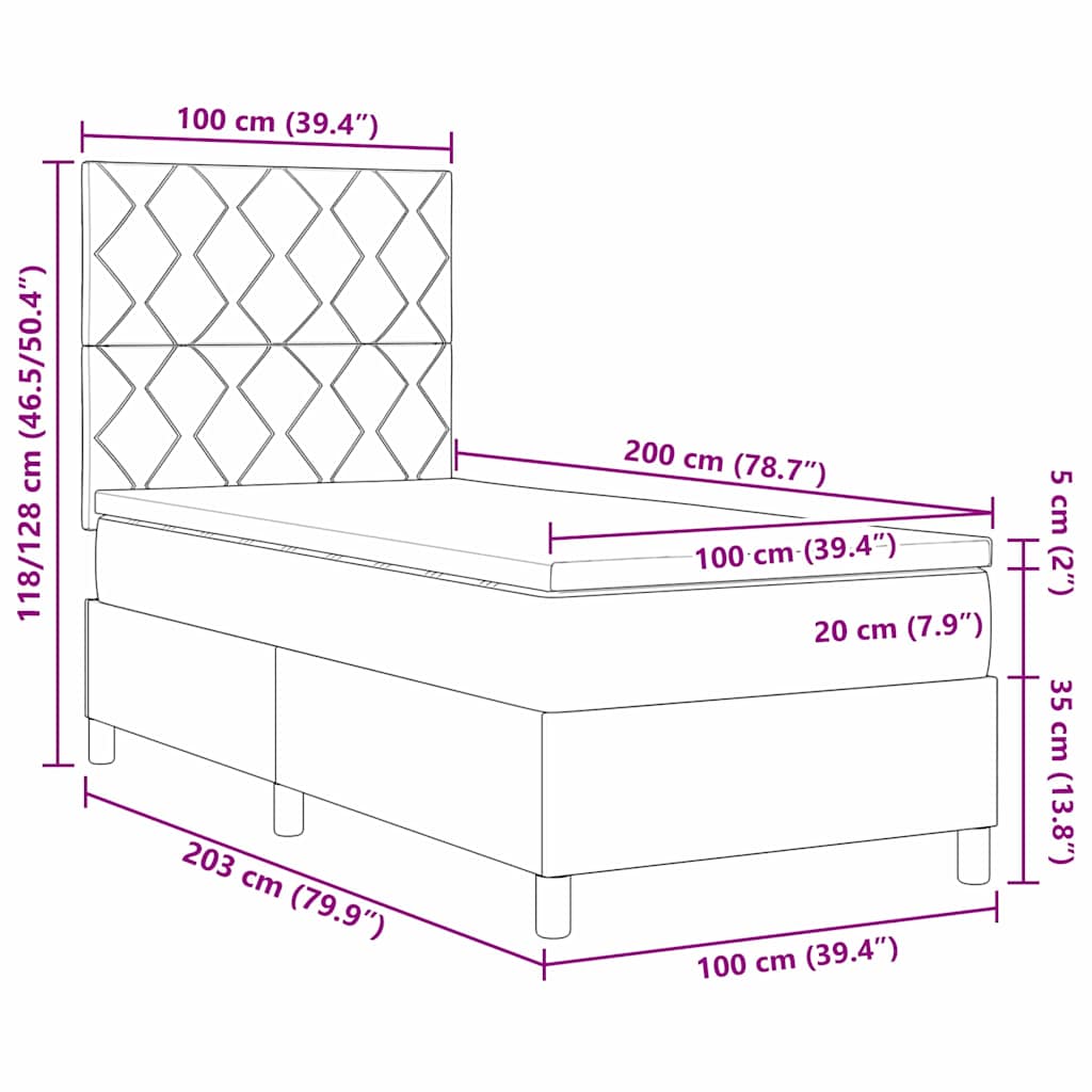 Boxspringbed met matras Donkerbruin 100 x 200 cm Stof is nu te koop bij PeponiXL, paradijselijk wonen!
