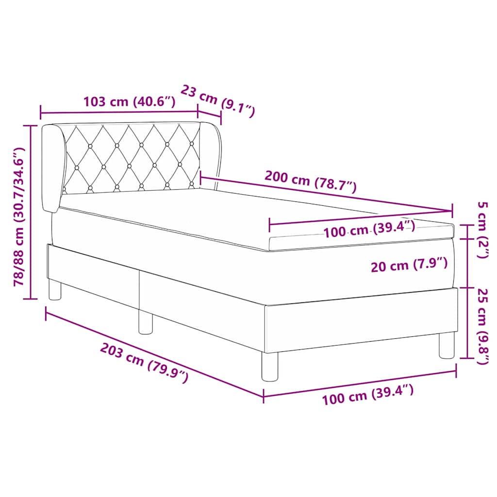 Boxspringbed met hoofdeinde Zwart 100 x 200 cm Fluweel is nu te koop bij PeponiXL, paradijselijk wonen!