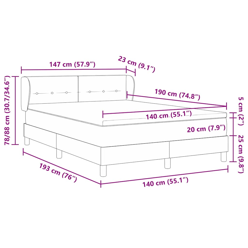 Boxspringbed met hoofdeinde Lichtgrijs 140 x 190 cm Fluweel is nu te koop bij PeponiXL, paradijselijk wonen!