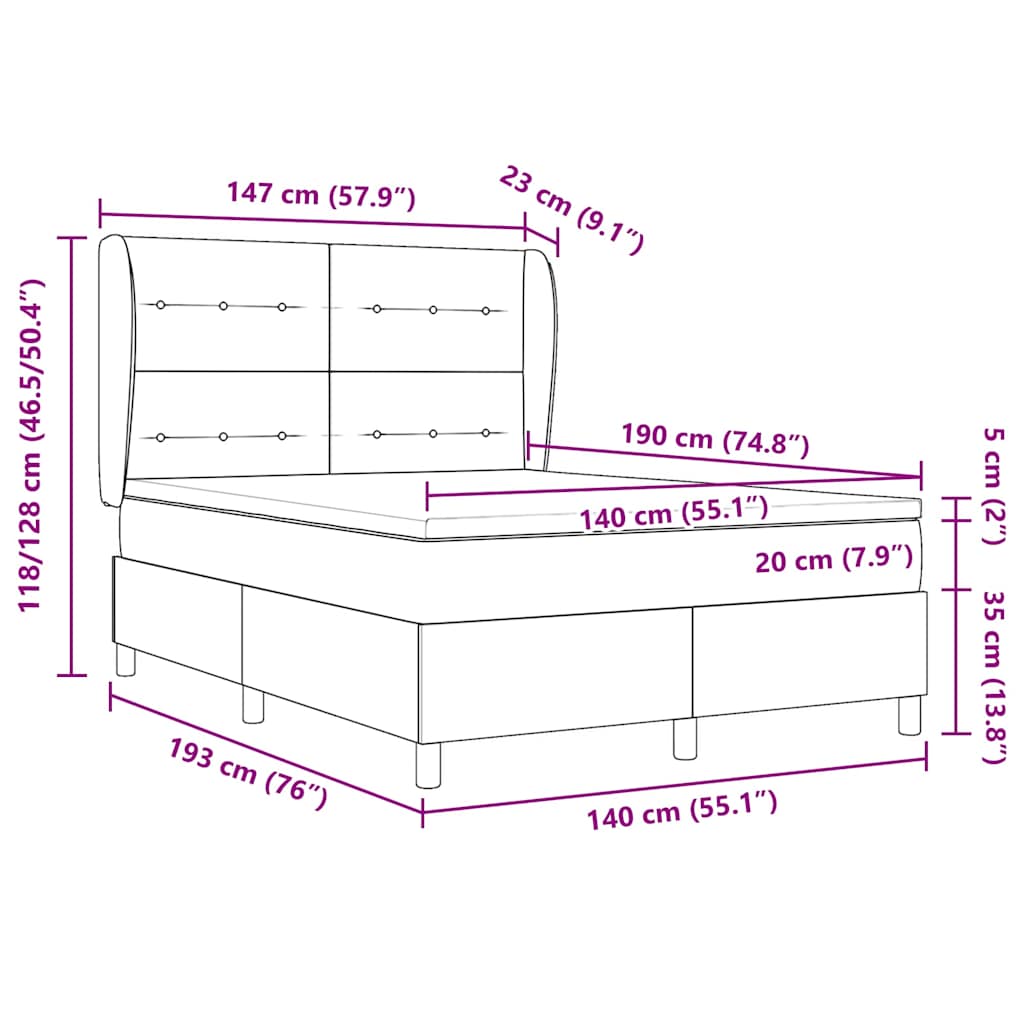 Boxspring bed met matras Donkerbruin 140 x 190 cm Stof is nu te koop bij PeponiXL, paradijselijk wonen!