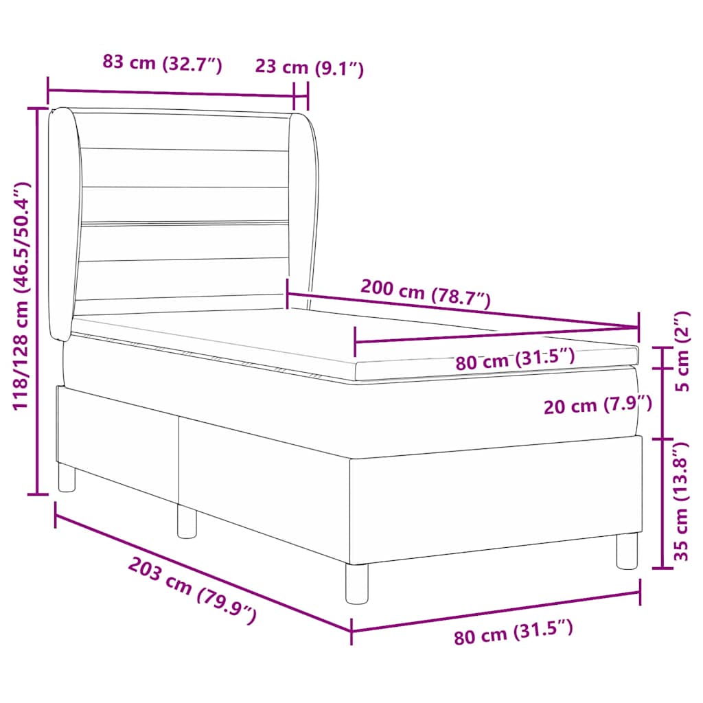 Boxspringbed met matras Lichtgrijs 200 x 80 cm Stof is nu te koop bij PeponiXL, paradijselijk wonen!