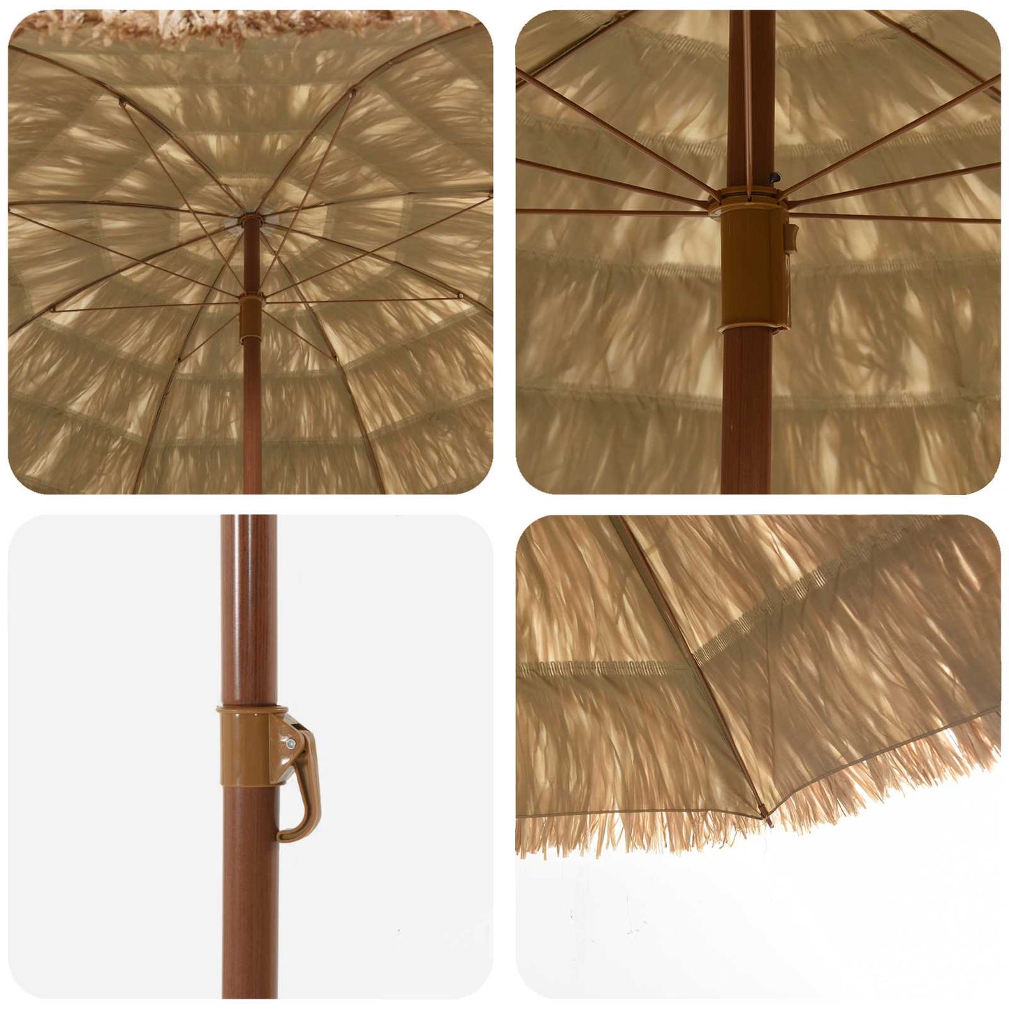 Strandparasol Naturel 255 x 255 x 255 cm Polyester en staal is nu te koop bij PeponiXL, paradijselijk wonen!