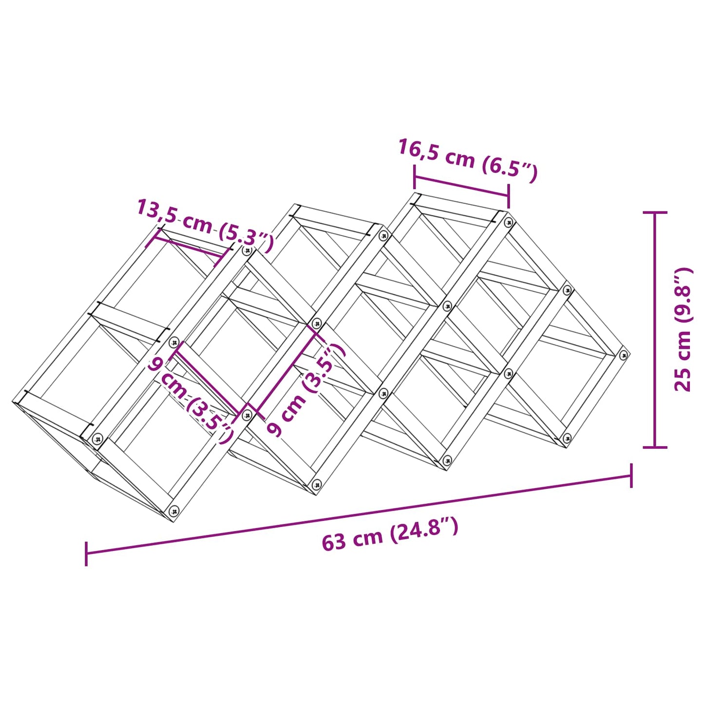 Wijnrek Zwart Eiken 63 x 16,5 x 25 cm Gepoedercoat staal is nu te koop bij PeponiXL, paradijselijk wonen!