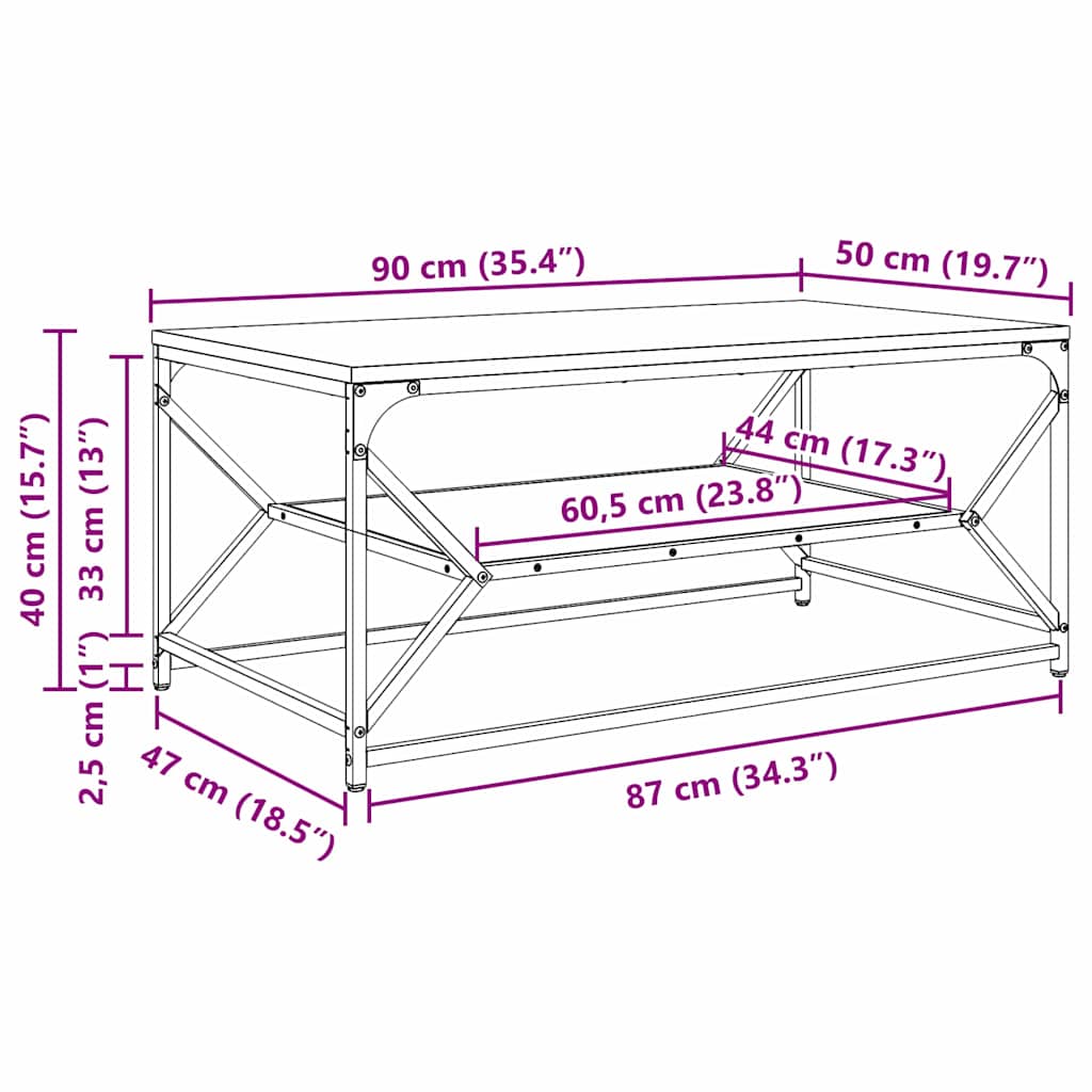 Salontafel Sonoma Eiken 90 x 50 x 40 cm is nu te koop bij PeponiXL, paradijselijk wonen!