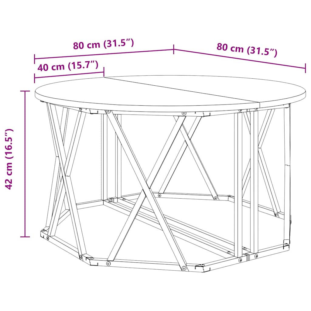 Salontafel Gerookt eiken 80 x 80 x 42 cm is nu te koop bij PeponiXL, paradijselijk wonen!