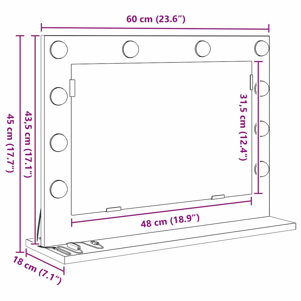 Schmink Spiegel Rechthoekig met spiegel Oudhout 60 x 45 x 18 cm is nu te koop bij PeponiXL, paradijselijk wonen!
