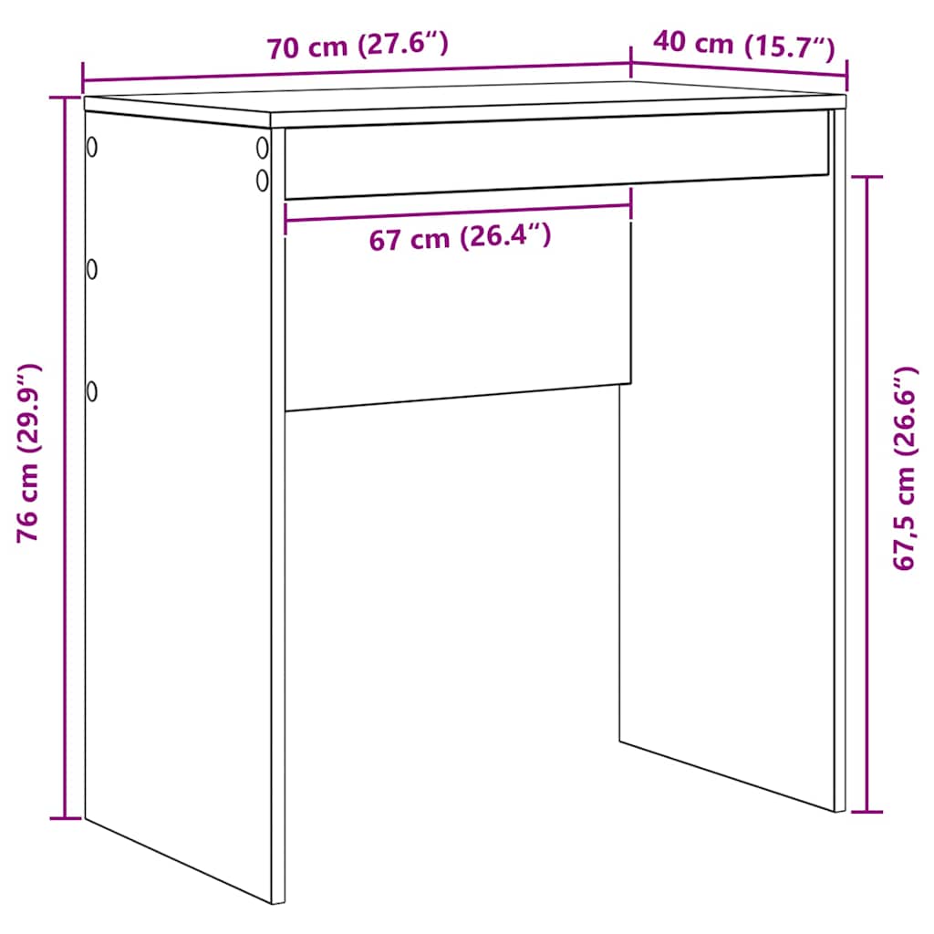 Bureau Zwart Eiken 70 x 40 x 76 cm is nu te koop bij PeponiXL, paradijselijk wonen!