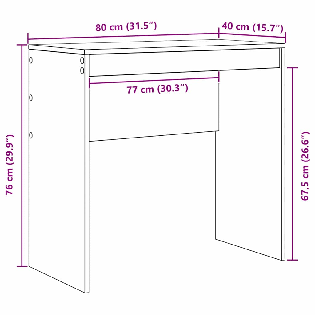 Bureau Zwart Eiken 80 x 40 x 76 cm is nu te koop bij PeponiXL, paradijselijk wonen!