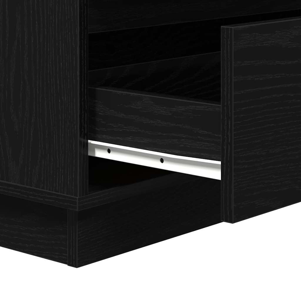 Nachtkastje met lade Zwart Eiken 71 x 34,5 x 75 cm Bewerkt hout is nu te koop bij PeponiXL, paradijselijk wonen!