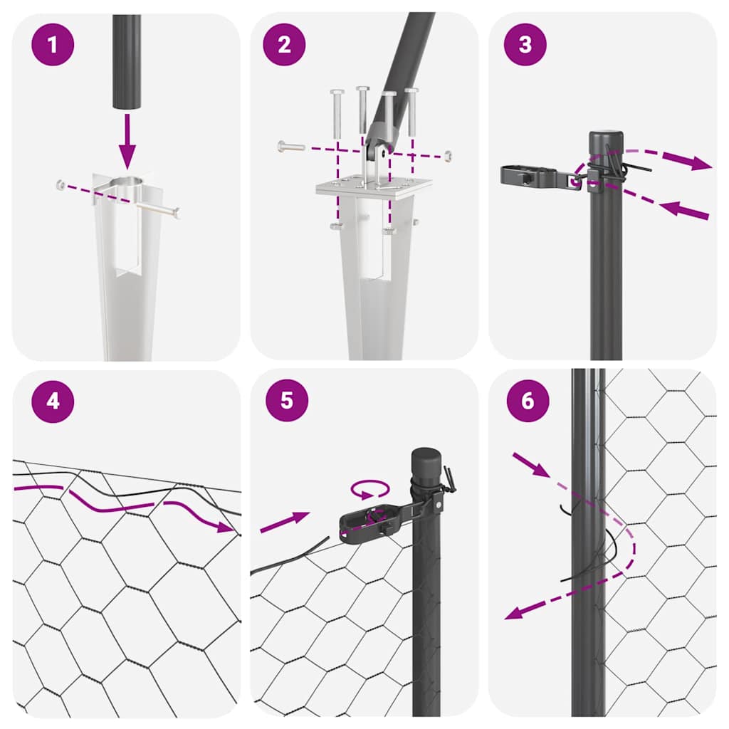 Afrasteringspaal Grijs 10 x 1,5 m (50 mm gaas) Staal en PVC is nu te koop bij PeponiXL, paradijselijk wonen!