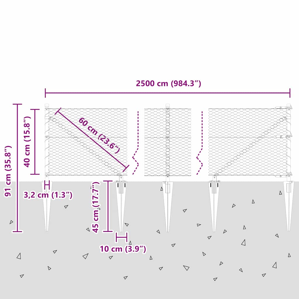 Afrasteringspaal Grijs 25 x 0,4 m (25 mm gaas) Staal en PVC is nu te koop bij PeponiXL, paradijselijk wonen!
