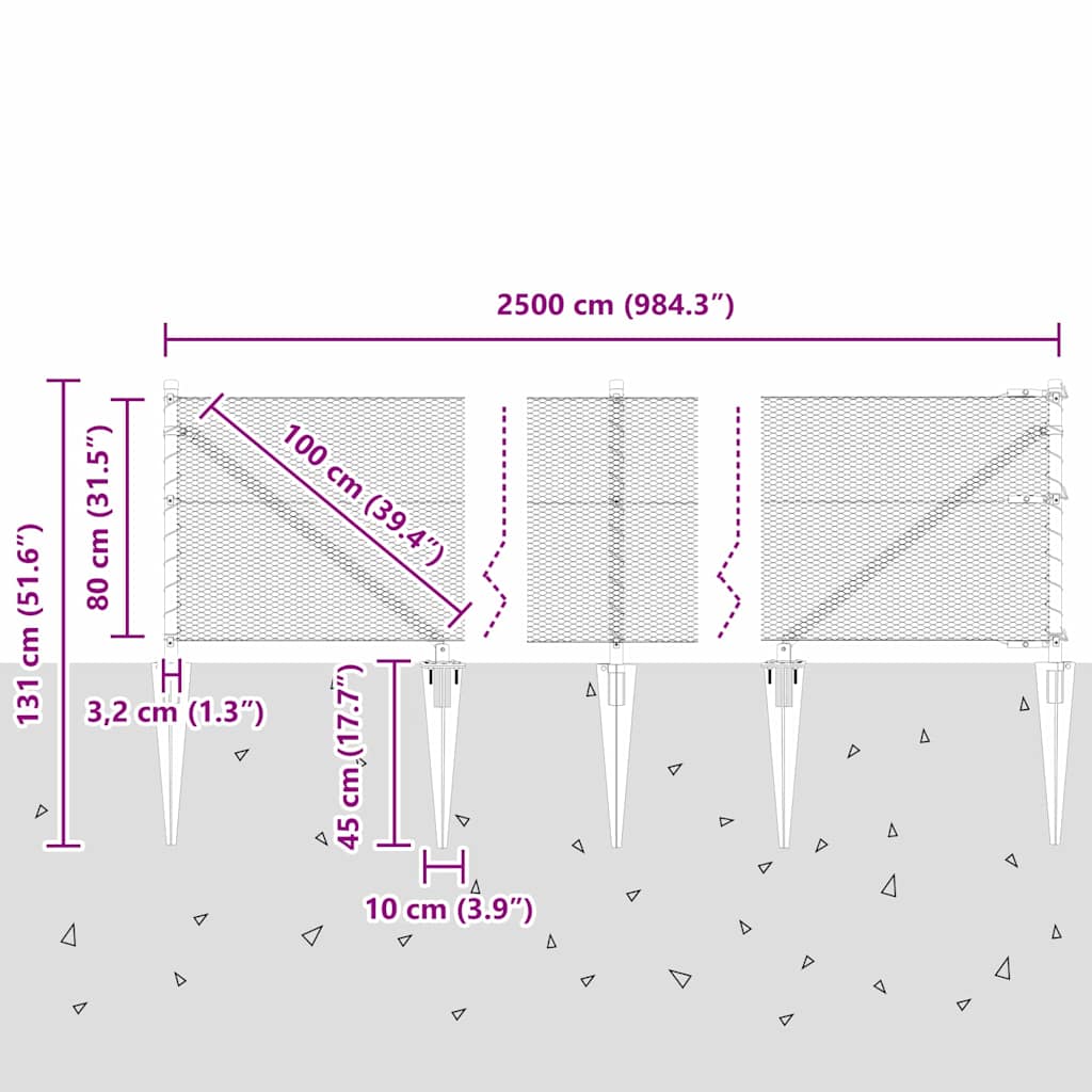 Afrasteringspaal Grijs 25 x 0,8 m (13 mm gaas) Staal en PVC is nu te koop bij PeponiXL, paradijselijk wonen!