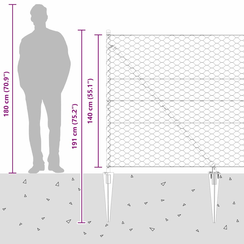 Afrasteringspaal Grijs 50 x 1,4 m (50 mm gaas) Staal en PVC is nu te koop bij PeponiXL, paradijselijk wonen!