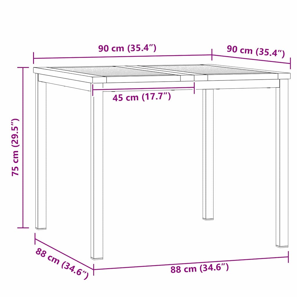 EetTafel Bruin 90 x 90 x 75 cm Massief Teakhout is nu te koop bij PeponiXL, paradijselijk wonen!