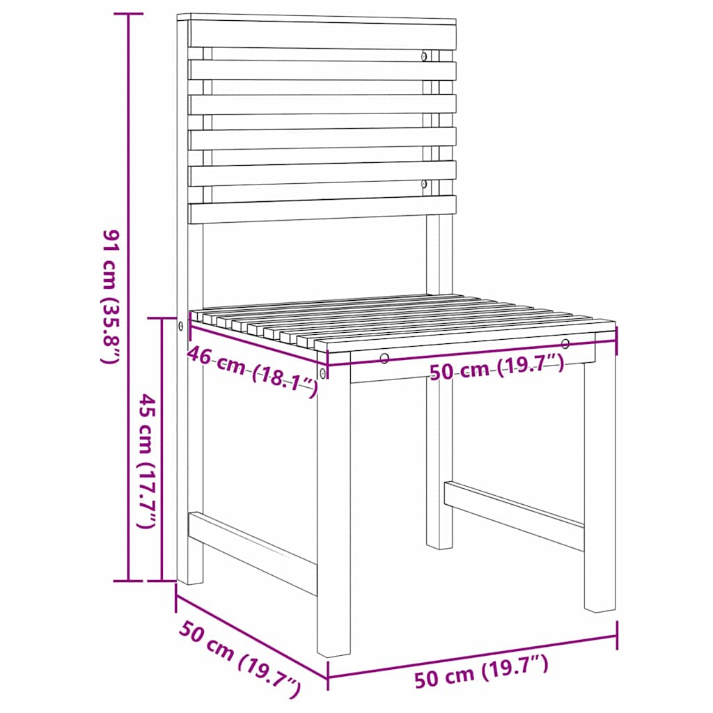Tuinstoel 2 pcs Bruin 50 x 50 x 91cm Massief acaciahout is nu te koop bij PeponiXL, paradijselijk wonen!
