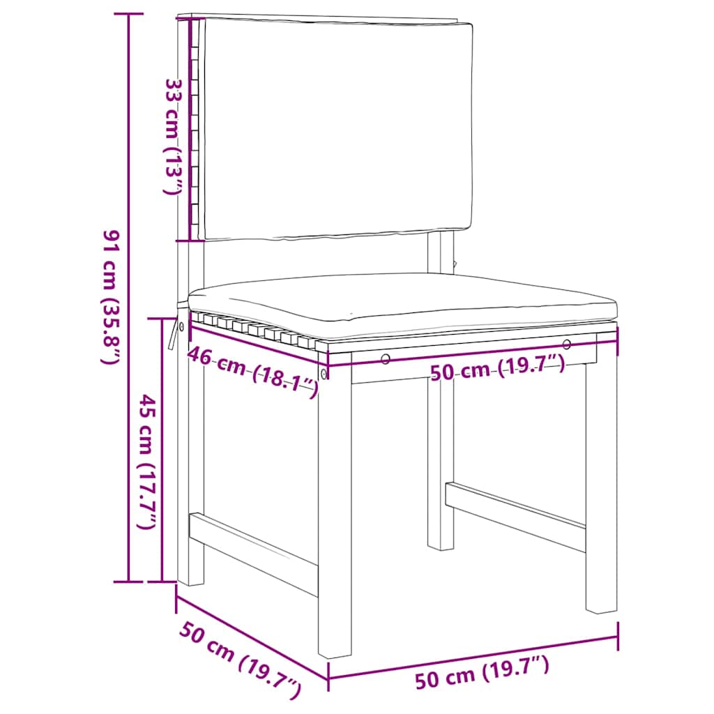 Tuinstoel met kussen 2 pcs Bruin Massief acaciahout is nu te koop bij PeponiXL, paradijselijk wonen!