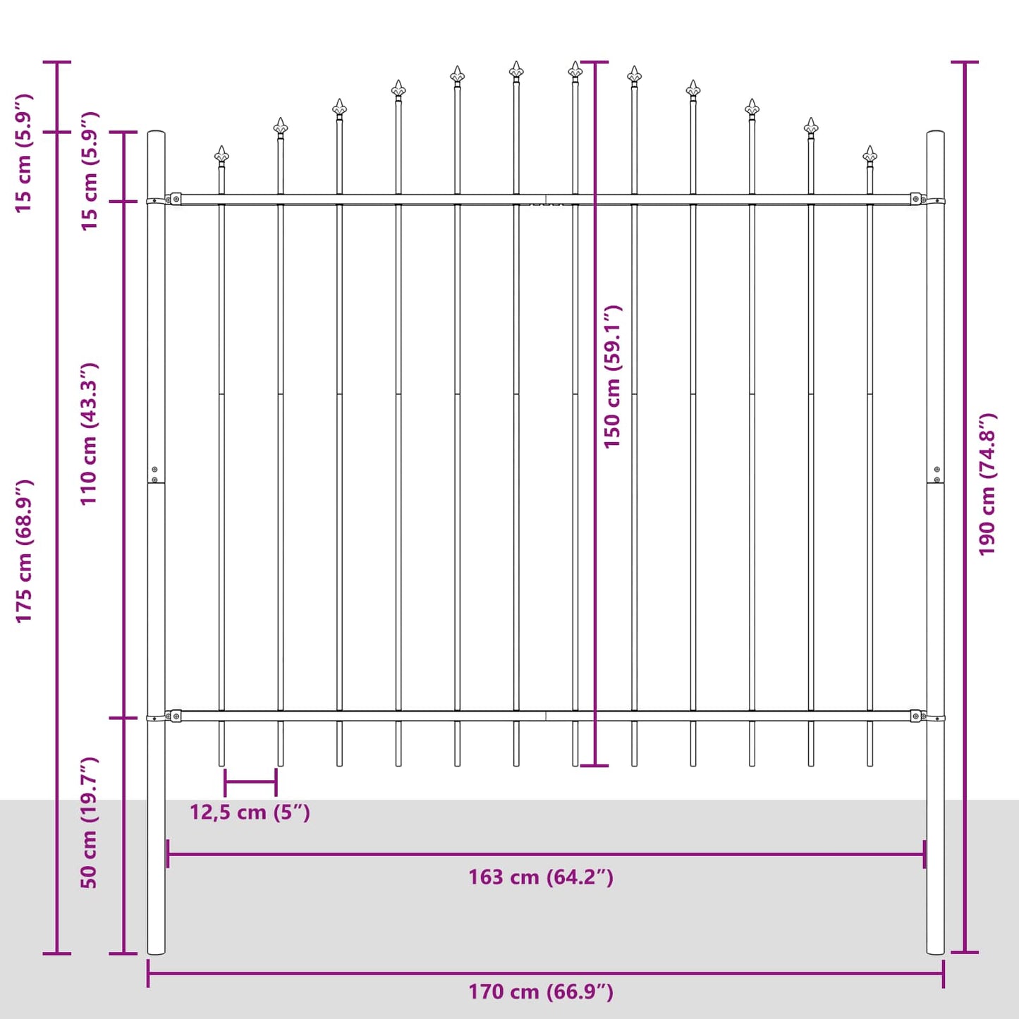 Tuinhek Wit 170 x 190 cm Gepoedercoat staal is nu te koop bij PeponiXL, paradijselijk wonen!