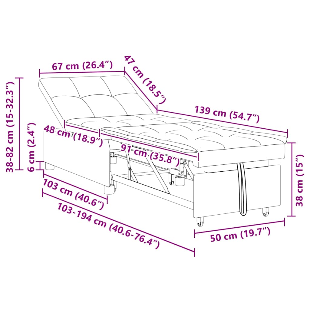 Uittrekbare Slaapbank Zwart 194 x 50 x 82 cm Stof is nu te koop bij PeponiXL, paradijselijk wonen!