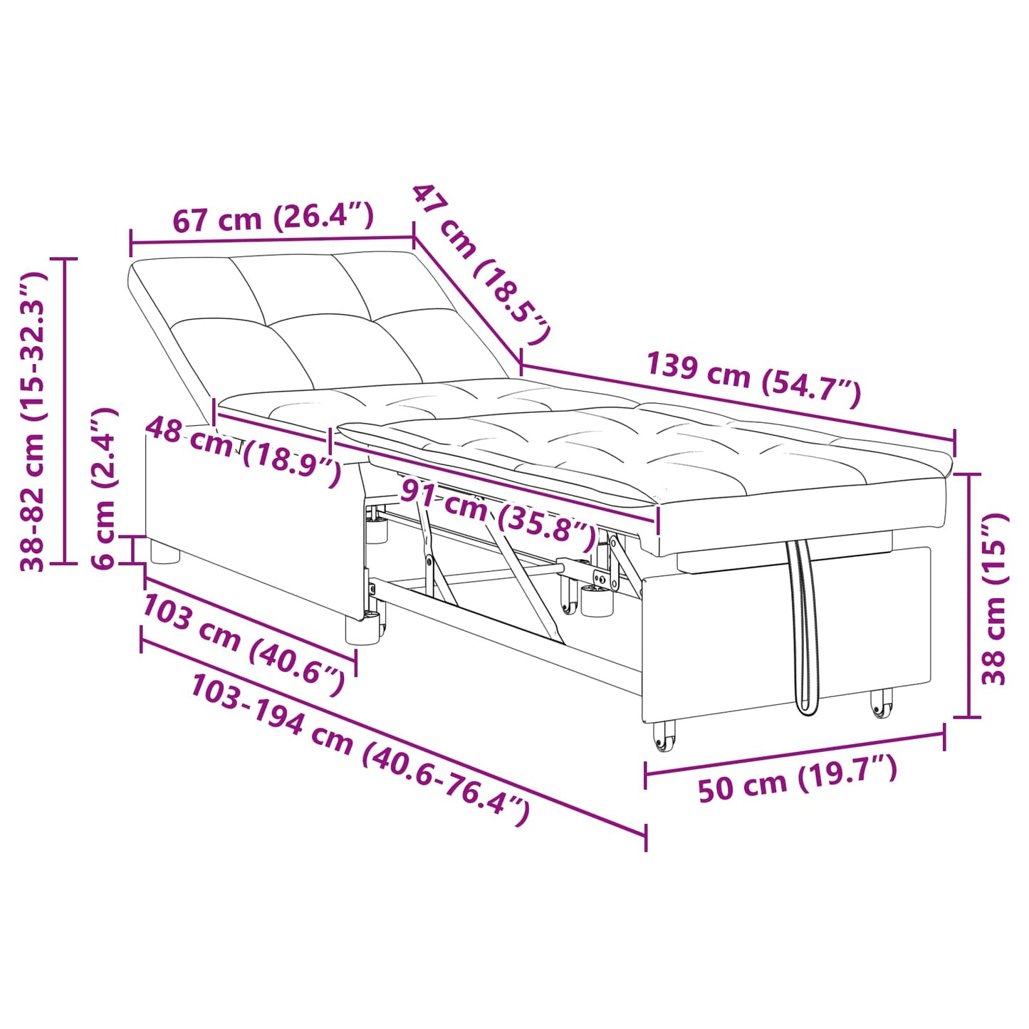 Uittrekbare Slaapbank Zwart 194 x 67 x 82 cm Microvezel is nu te koop bij PeponiXL, paradijselijk wonen!