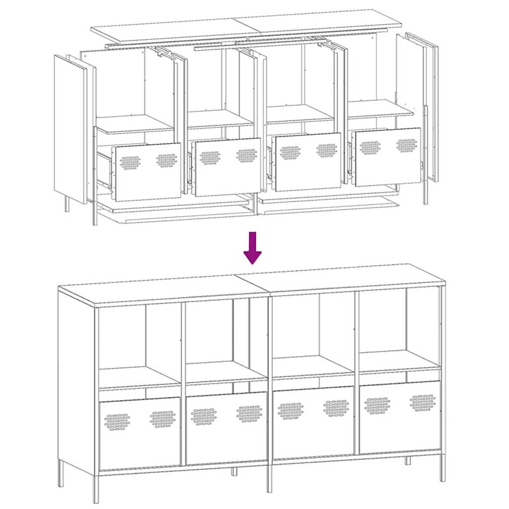 Dressoir 135x39x73,5 cm koudgewalst staal olijfgroen is nu te koop bij PeponiXL, paradijselijk wonen!