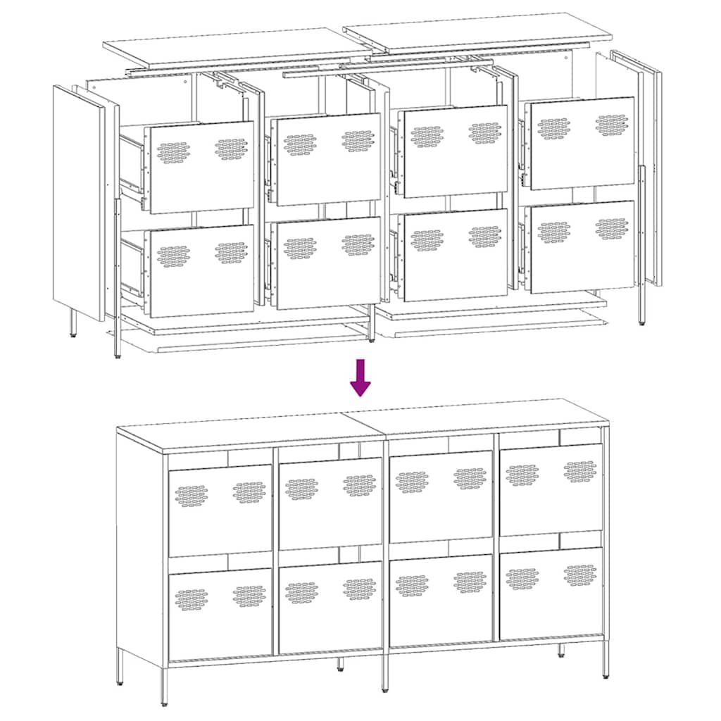 Dressoir 135x39x73,5 cm koudgewalst staal roze is nu te koop bij PeponiXL, paradijselijk wonen!