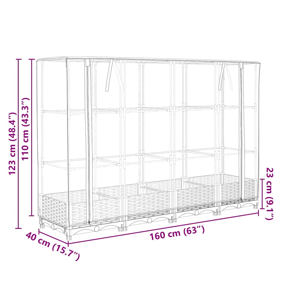 Plantenbak verhoogd met kashoes 160x40x123 cm rattanlook is nu te koop bij PeponiXL, paradijselijk wonen!
