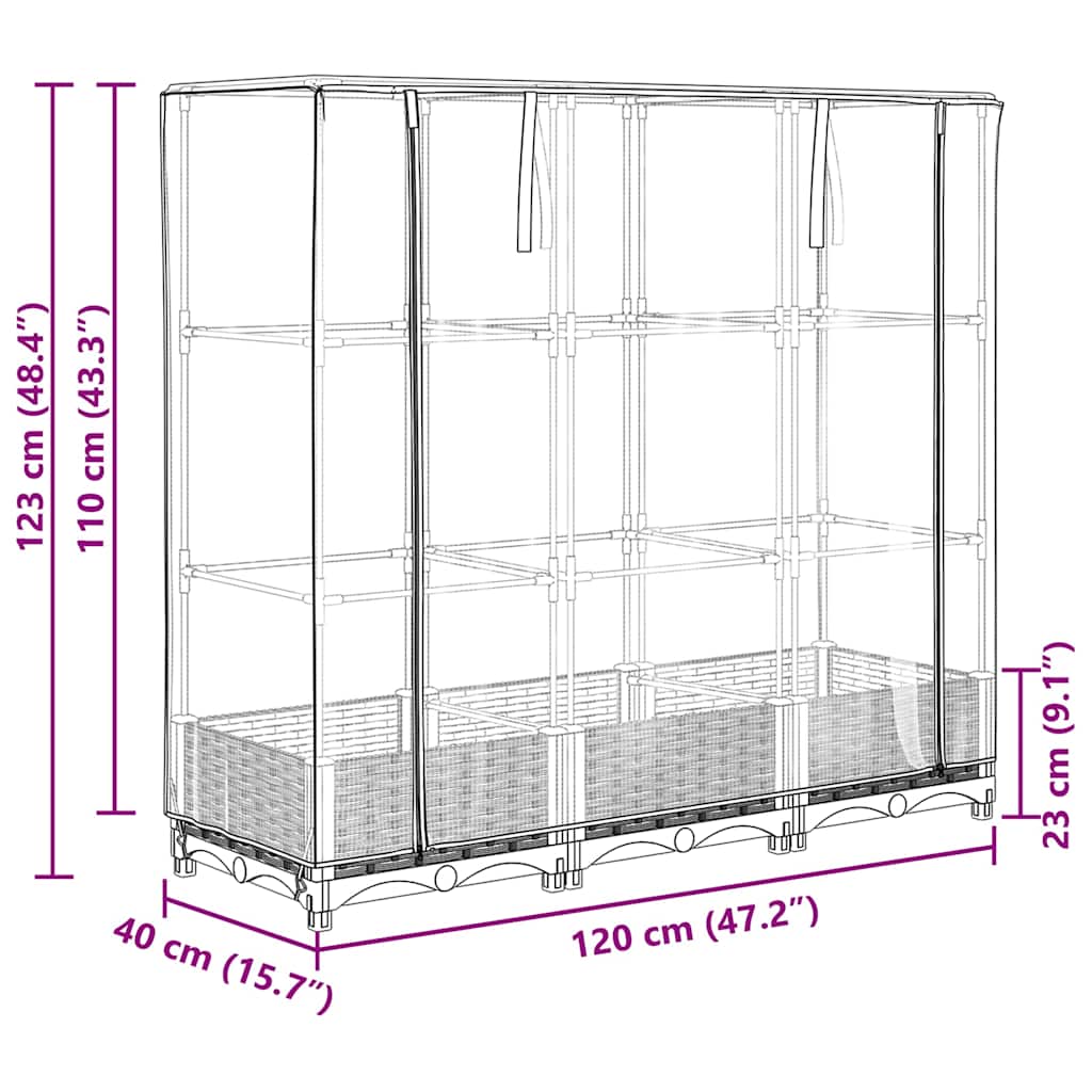 Verhoogde plantenbak met kashoes rotanlook 120x40x123 cm is nu te koop bij PeponiXL, paradijselijk wonen!