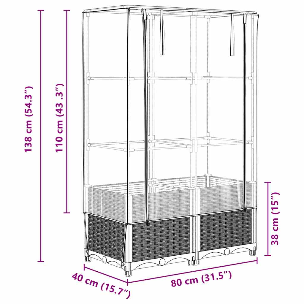 Plantenbak verhoogd met kashoes 80x40x138 cm rattanlook is nu te koop bij PeponiXL, paradijselijk wonen!