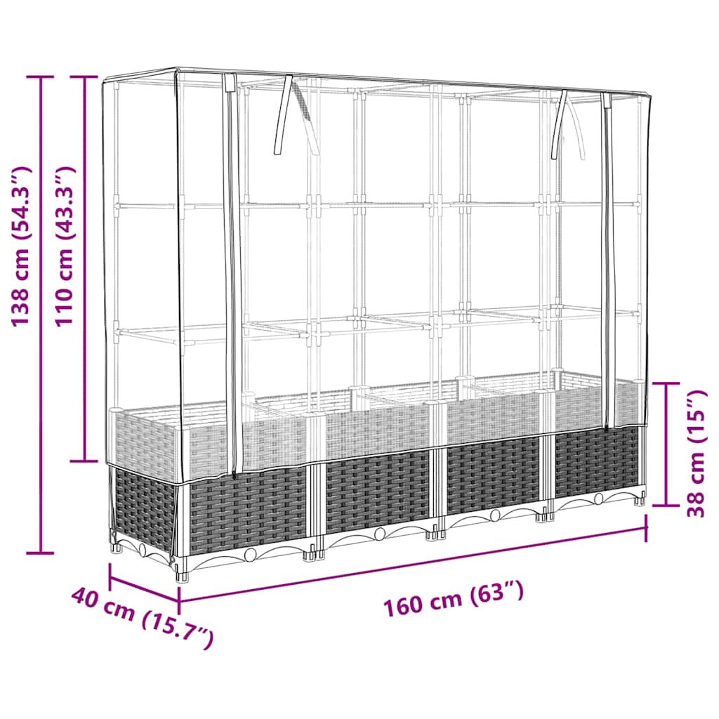 Plantenbak verhoogd met kashoes 160x40x138 cm rattanlook is nu te koop bij PeponiXL, paradijselijk wonen!