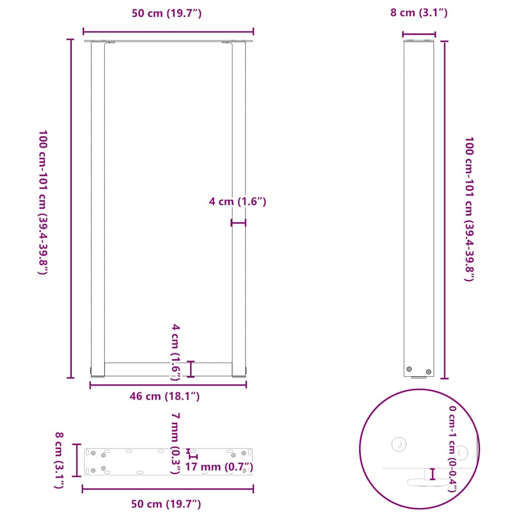 Bartafelpoten 2 st U-vormig 50x(100-101) cm staal antraciet is nu te koop bij PeponiXL, paradijselijk wonen!