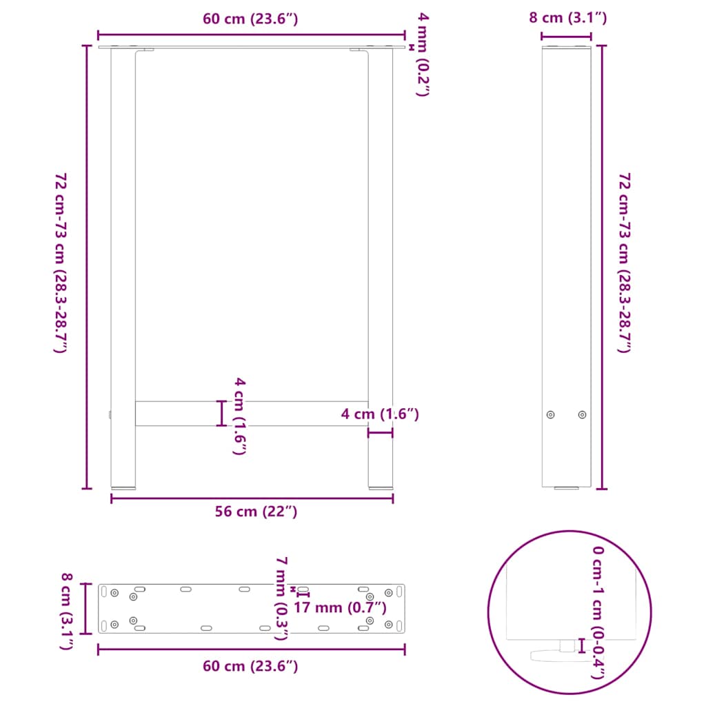 Eettafelpoten 2 st 60x(72-73) cm staal wit is nu te koop bij PeponiXL, paradijselijk wonen!